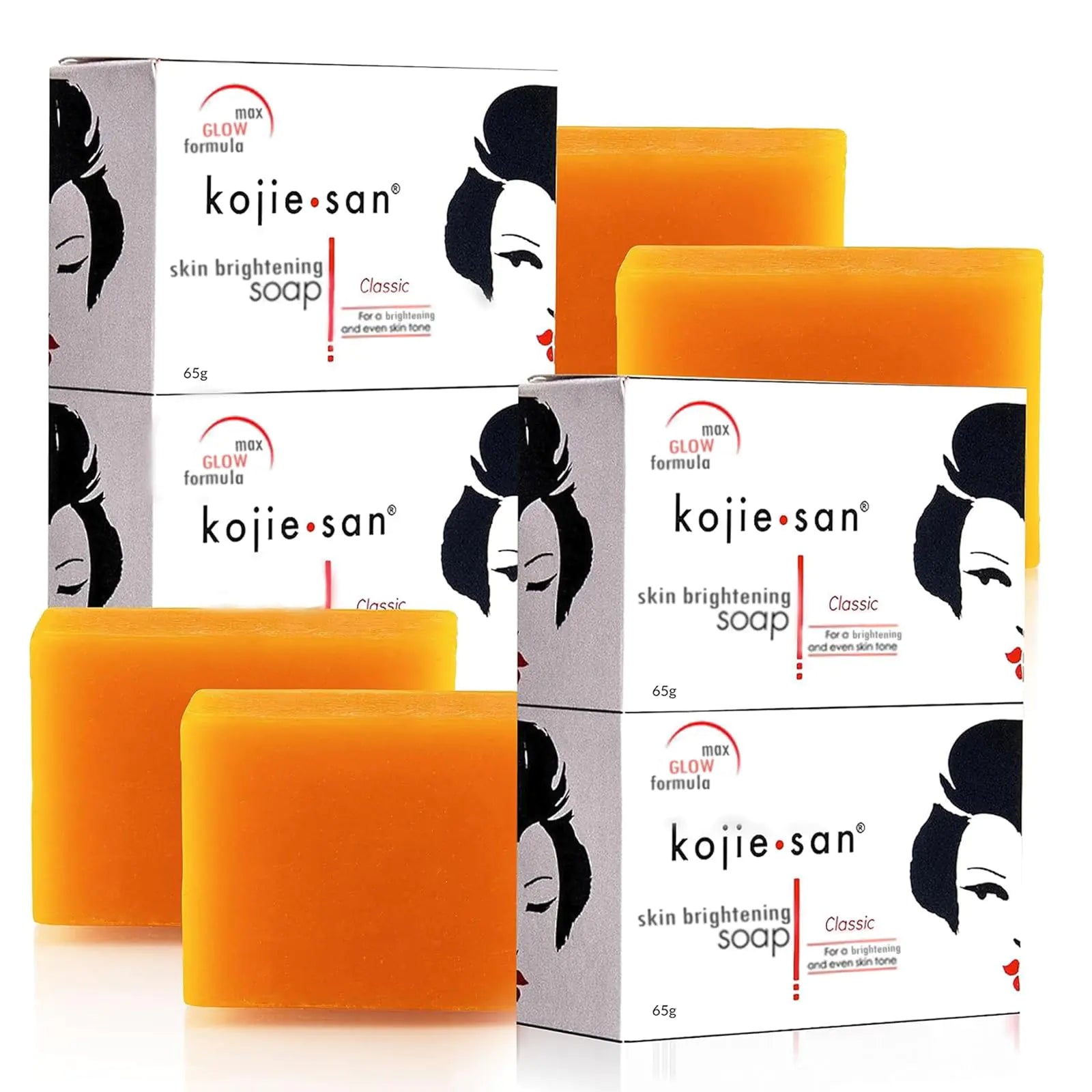 Kojie San Skin and Body Soap – Original Kojic Acid Dark Spot Remover Soap Bar with Coconut & Tea Tree Oil – 65g x 4 Bars
